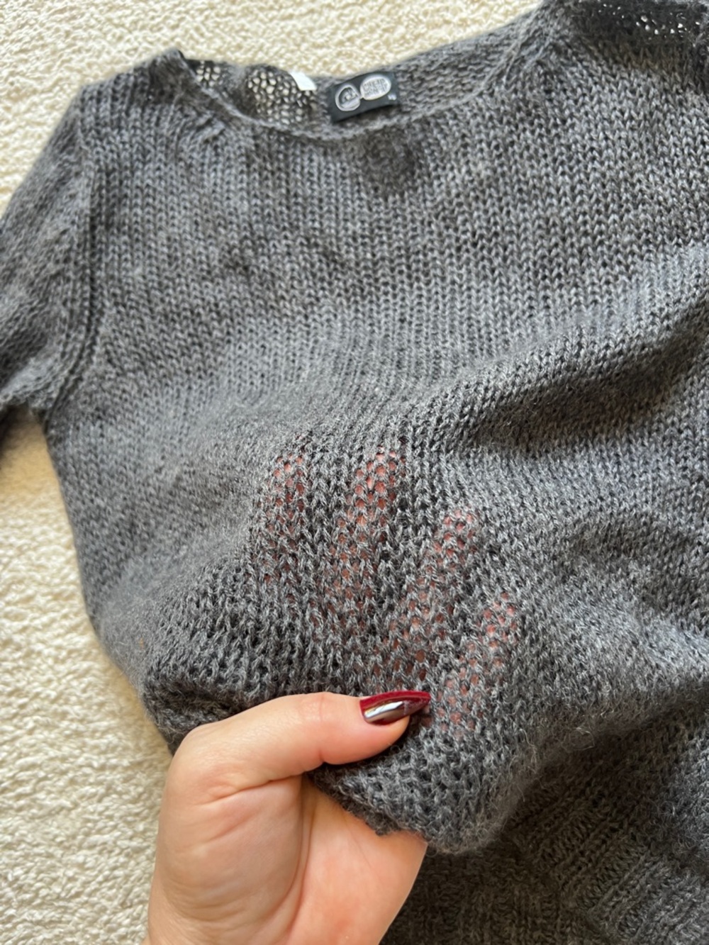 Cheap Monday Charcoal Grey Open Knit Wool Blend Sweater - Size XS
